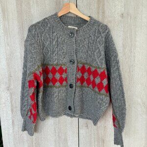 Anthropologie Maeve Cardigan Fairisle Sweater Wool XS